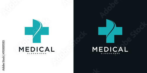 Medical health services symbol logo design. Premium Vector
