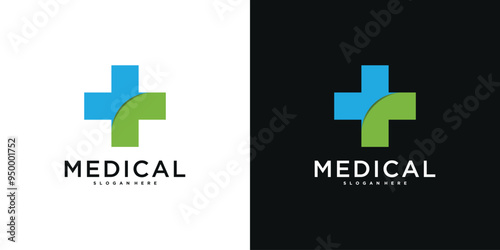 Medical health services symbol logo design. Premium Vector