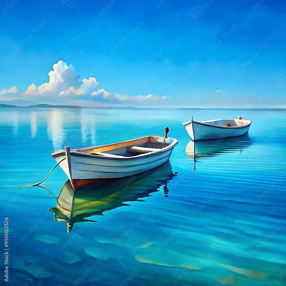 Naklejka premium Fishers in boats with spinning rods during catching fish on river isometric