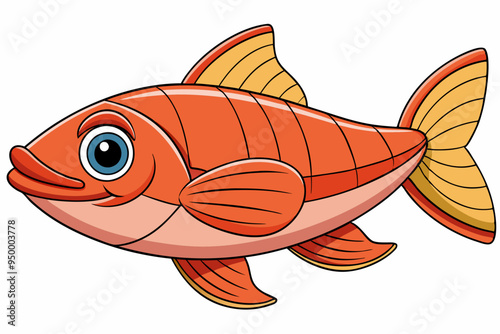 Adorable Salmon Vector Art on White Background