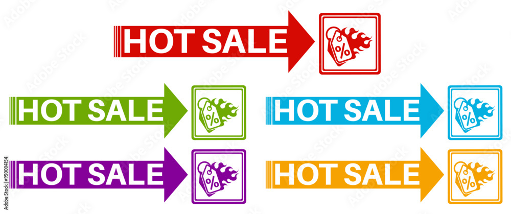 set badge hot Sale icon. sale discount fire sign banner  template labels design vector illustration