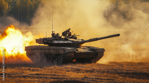 Large modern tank battlefield