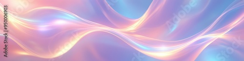 Mesmerizing abstract background. Soft, flowing waves of pastel pink, blue, lavender colors. Holographic fluorescent fluid texture banner. Romantic backdrop for Valentines day, Women's or Mother's day.