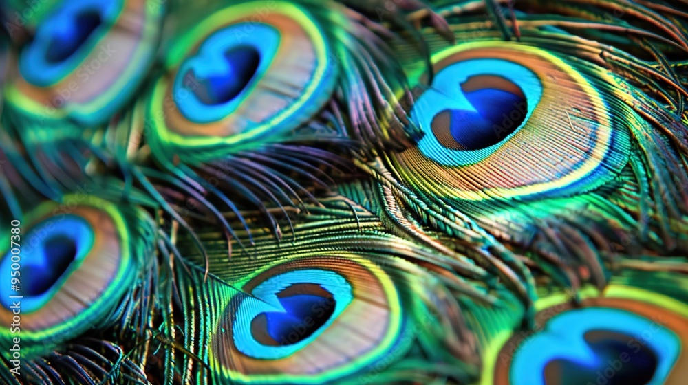 Obraz premium peacock feather closeup wallpaper