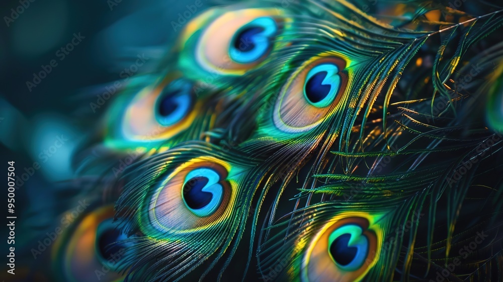 Obraz premium peacock feather closeup wallpaper