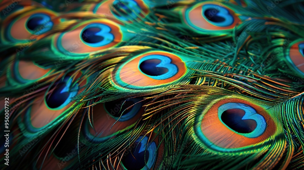Obraz premium peacock feather closeup wallpaper