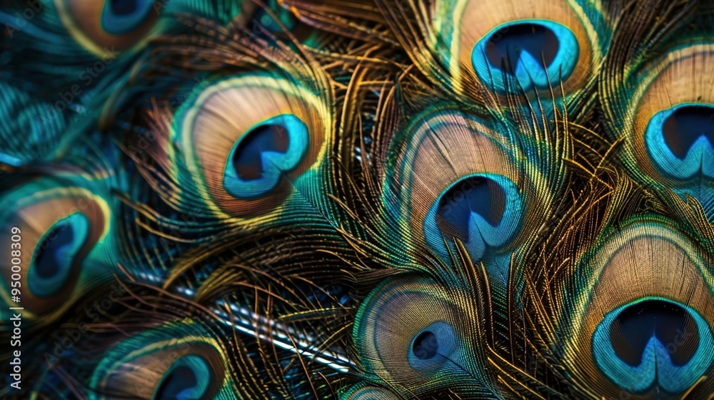 Fototapeta premium peacock feather closeup wallpaper