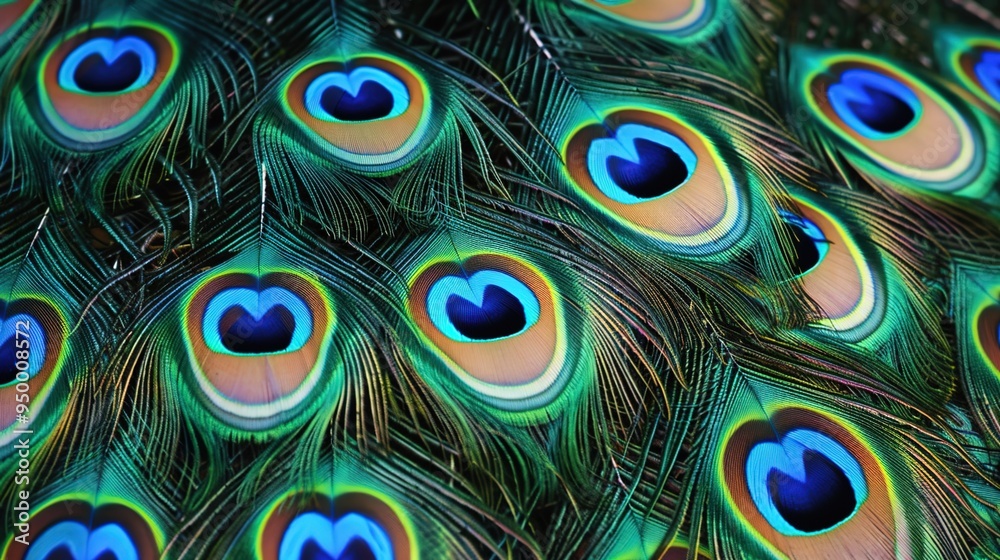 Obraz premium peacock feather closeup wallpaper