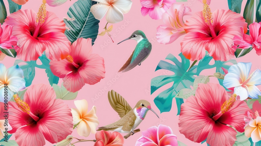 Botanical Harmony, a vibrant floral pattern featuring delicate flowers intertwined with a graceful hummingbird, evoking the beauty of nature's intricate designs. Botanical Harmony, a vibrant floral pattern featuring delicate flowers intertwined with a graceful hummingbird, evoking the beauty of nature's intricate designs.