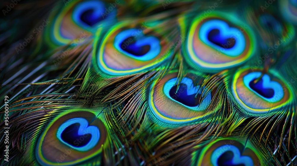 Obraz premium peacock feather closeup wallpaper
