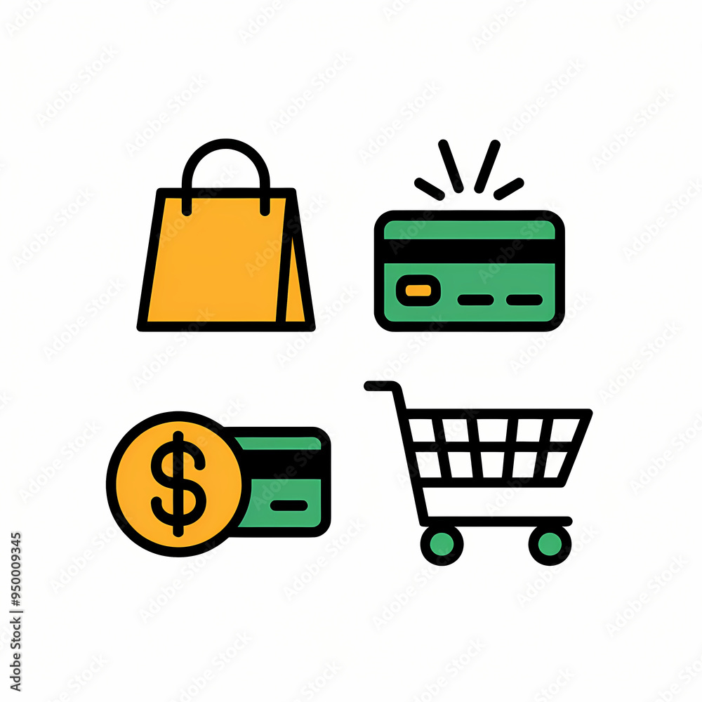 shopping icons set of icons, isolated on white background 