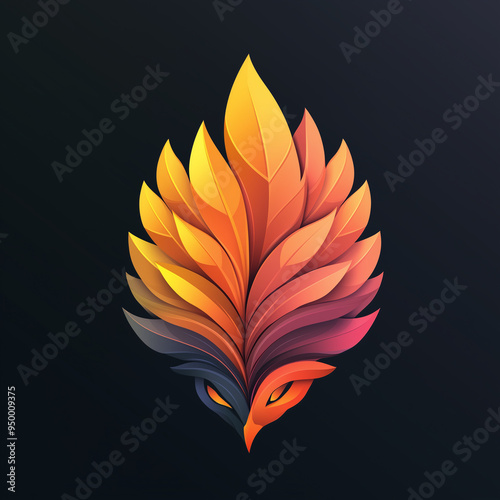 Elegant Firebird Emblem with Intricate Leaf-like Feather Design