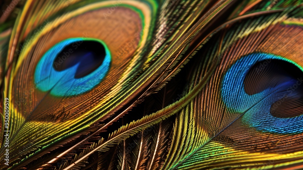 Fototapeta premium closeup of peacock feather wallpaper