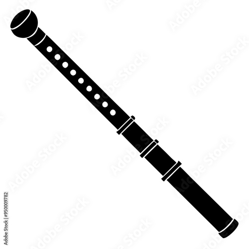 Bansuri Silhouette Vector on White Background