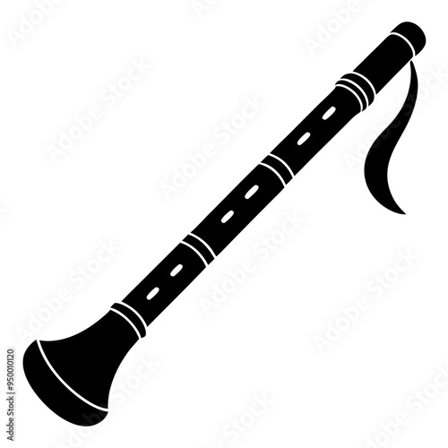 Bansuri Silhouette Vector on White Background