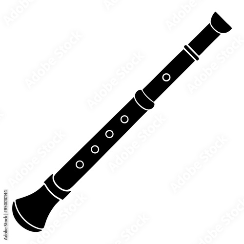 Bansuri Silhouette Vector on White Background