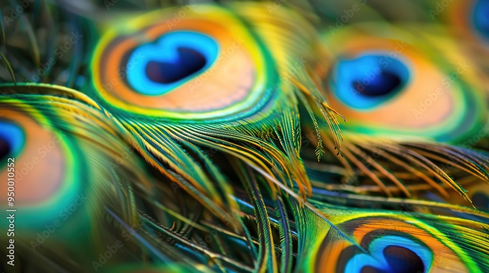 Fototapeta premium closeup of peacock feather wallpaper