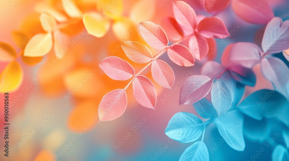 Colorful leaves creating a vibrant display in soft focus during autumn Colorful leaves creating a vibrant display in soft focus during autumn