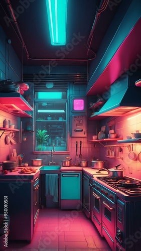 illustrative albedo cooking studio retro neon theme photo