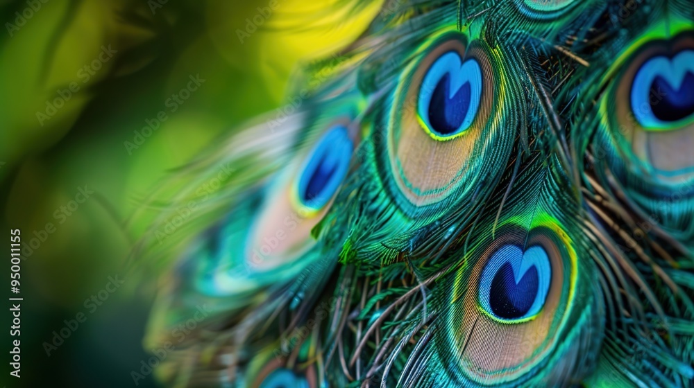 Obraz premium closeup of peacock feather wallpaper