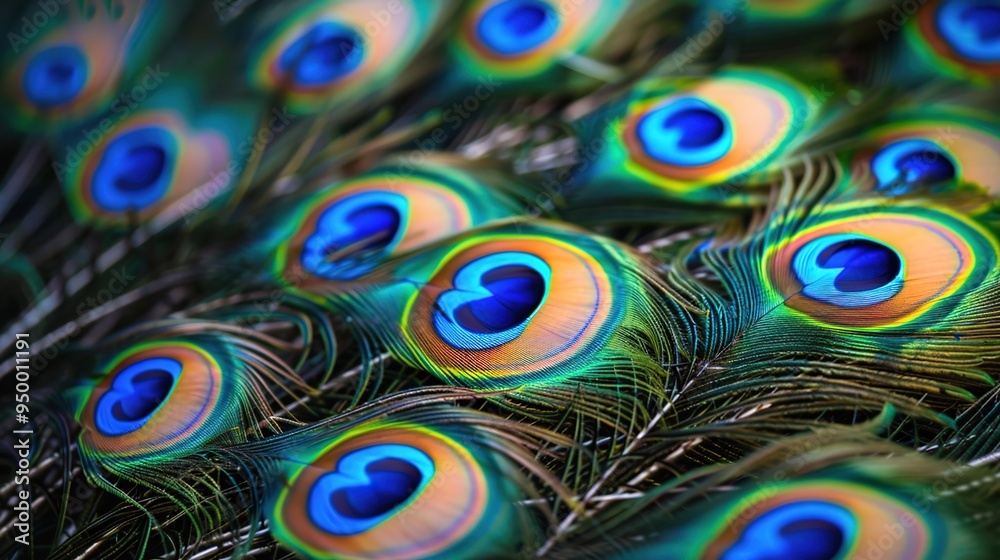 Obraz premium closeup of peacock feather wallpaper