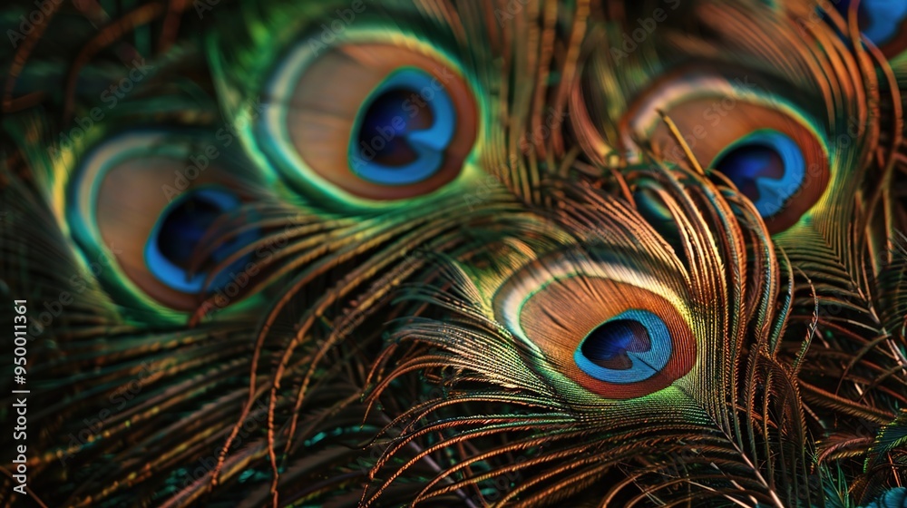 Obraz premium closeup of peacock feather wallpaper