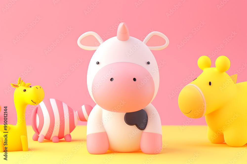 Naklejka premium 3d animal game-style illustration isolated