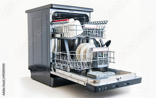 High Efficiency Dishwasher with Features on white background.PNG photo