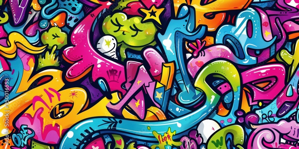 Fototapeta premium Abstract Graffiti Art with Bright Colors and Swirls