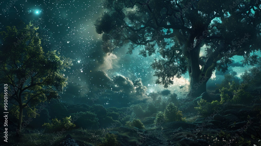 Fototapeta premium Mystical Forest Night.