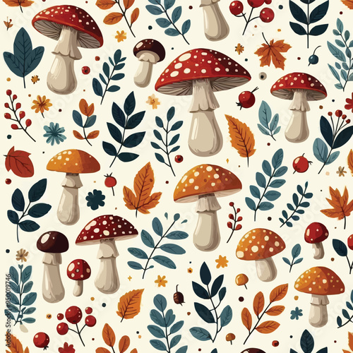 seamless pattern with mushrooms