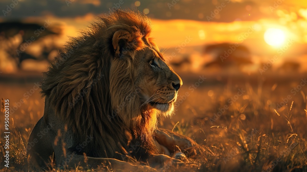 Naklejka premium Majestic lion wallpaper