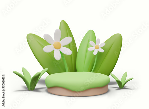 Green empty scene between plants. Vector template for demonstration
