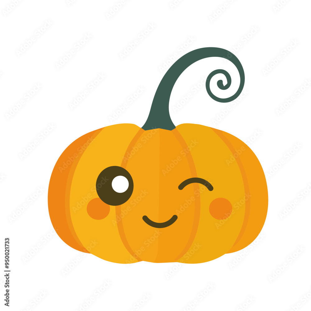 Happy cute pumpkin. Vector cartoon character in flat style isolated on white background. Happy cute pumpkin. Vector cartoon character in flat style isolated on white background.