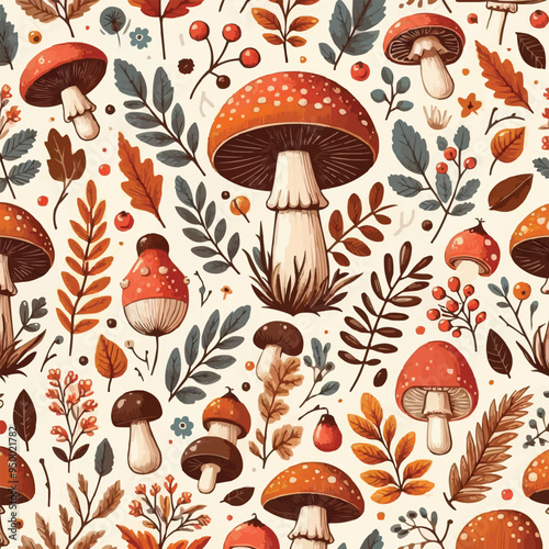 seamless pattern with mushrooms