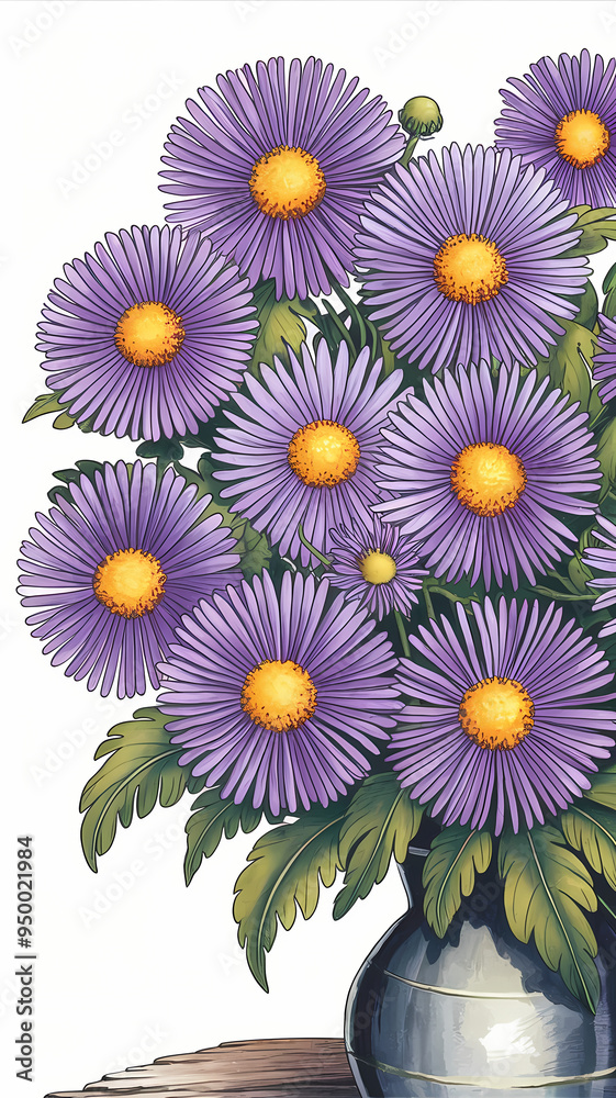 aster flowers, september birth month flower, isolated on white background aster flowers, september birth month flower, isolated on white background