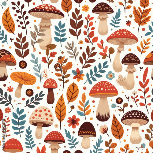 seamless pattern with mushrooms