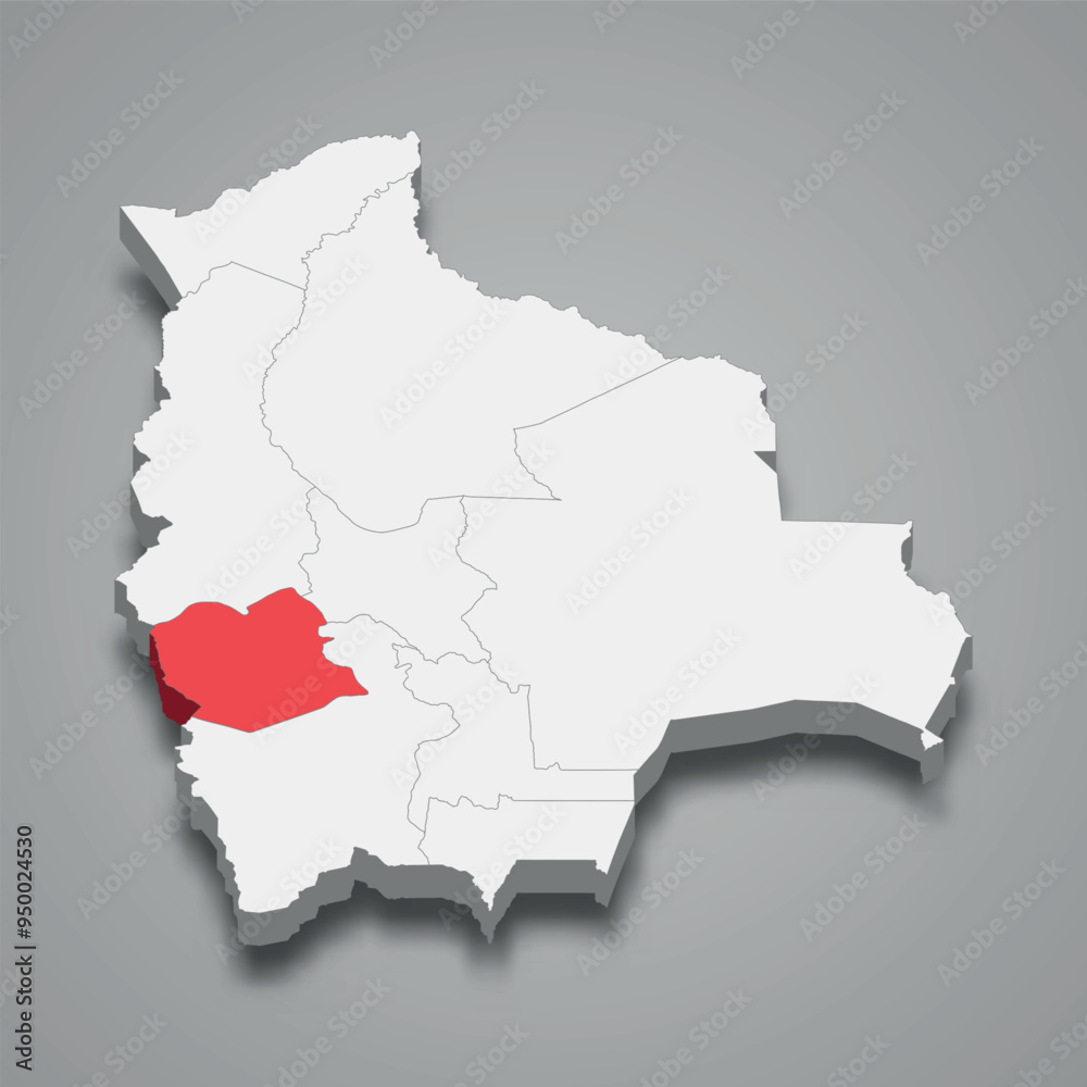 Oruro department location within Bolivia 3d map Oruro department location within Bolivia 3d map