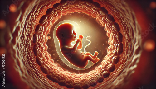 3d rendered illustration of a baby in embryo. Embryoid Baby.