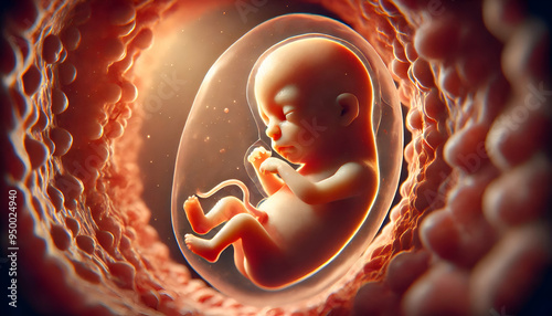 3d rendered illustration of a baby in embryo. Embryoid Baby.