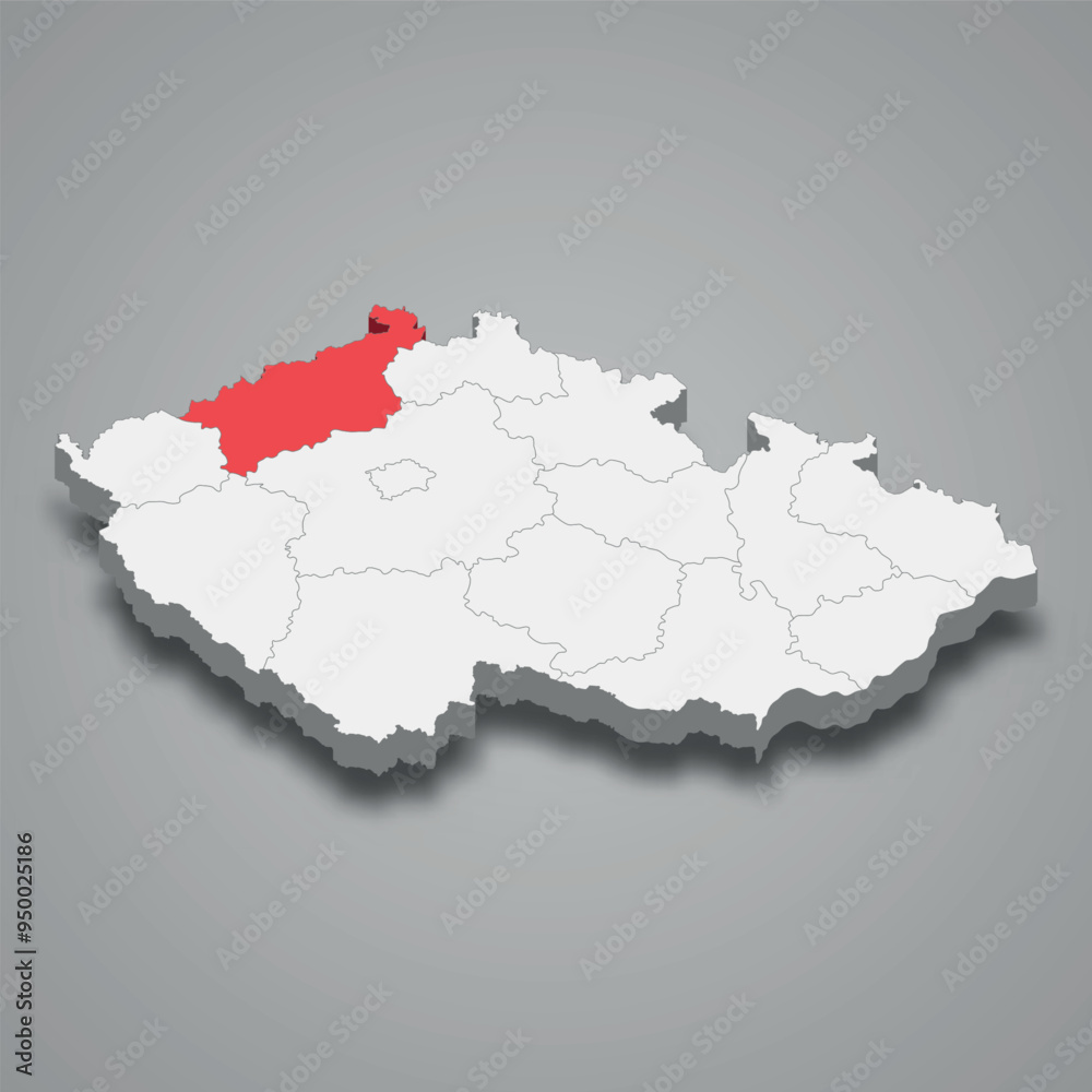 Usti nad Labem region location within Czech Republic 3d map Usti nad Labem region location within Czech Republic 3d map