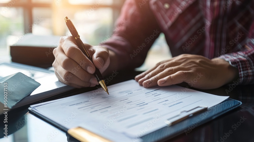Online visa application: a man filling out a form to request a tourist or immigration visa for another country. Online visa application: a man filling out a form to request a tourist or immigration visa for another country.