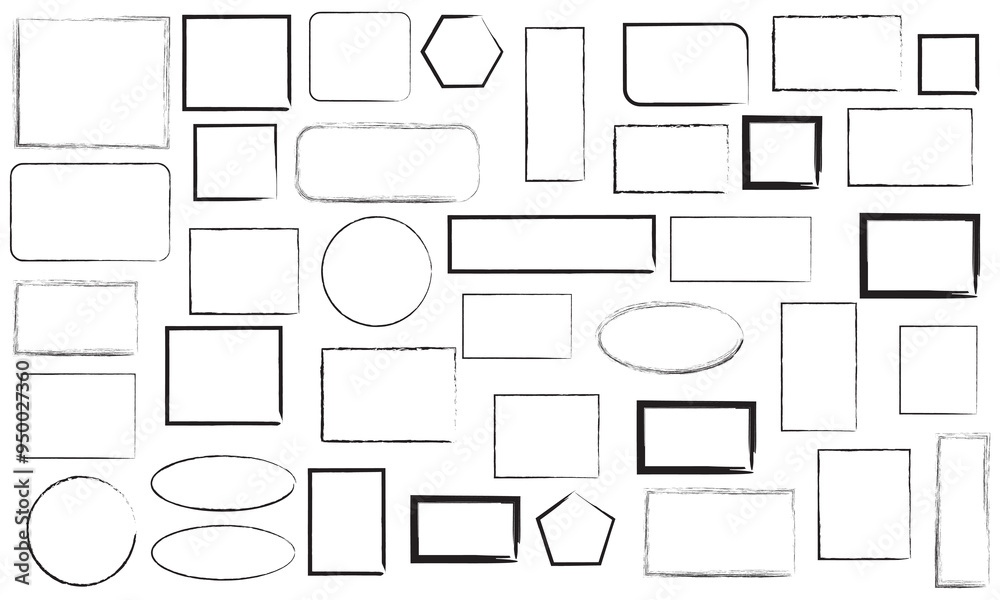 Hand drawn doodle grunge square highlights. Charcoal pen rectangle borders. Marker scratch scribble scrawl frames of freehand painted angular note . isolated on white background. EPS 10 Hand drawn doodle grunge square highlights. Charcoal pen rectangle borders. Marker scratch scribble scrawl frames of freehand painted angular note . isolated on white background. EPS 10