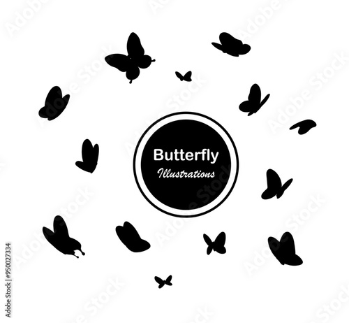 Butterflies vector illustrations for decoration and design. Isolated.