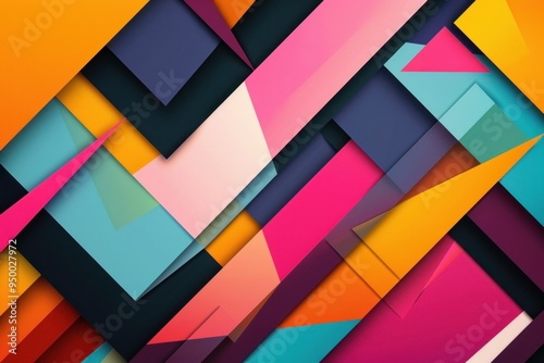 Abstract Geometric Pattern with Colorful Shapes and Layered Designs