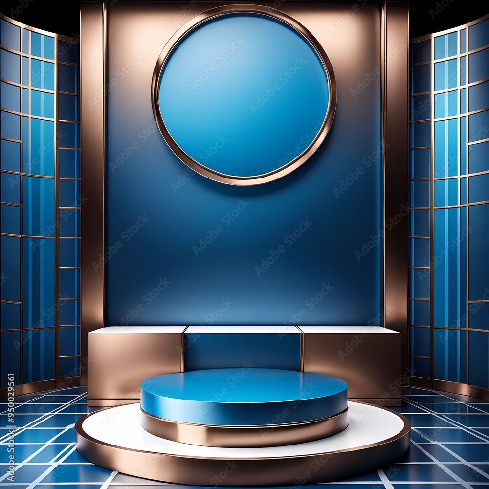 Fototapeta premium blue podium aesthetic