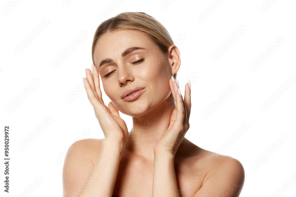 Young woman with clear, smooth skin showing results of effective skin care and cosmetic treatments. Natural beauty and wellness. Concept of natural beauty, skincare, wellness, health Young woman with clear, smooth skin showing results of effective skin care and cosmetic treatments. Natural beauty and wellness. Concept of natural beauty, skincare, wellness, health