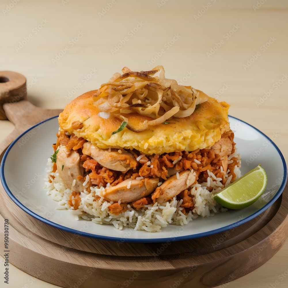 Indian special chicken biryani served on plate Indian special chicken biryani served on plate