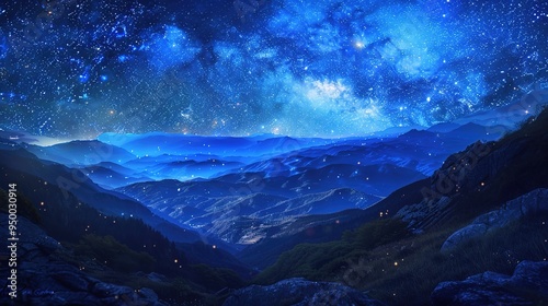 Starry night over mountain wallpaper