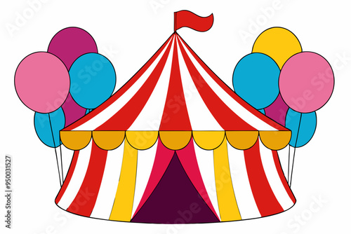 Colorful Circus Tent & Balloons Vector Art